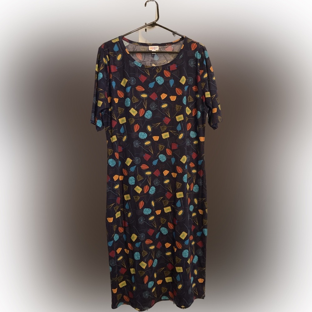 LuLaRoe “Julia” Blue/Purple Dress 2xl